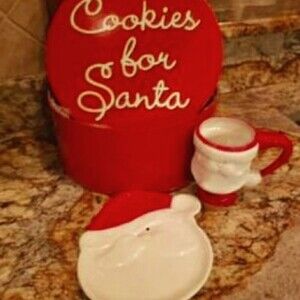 2 Piece Sculpted Ceramic Cookies for Santa Gift Set